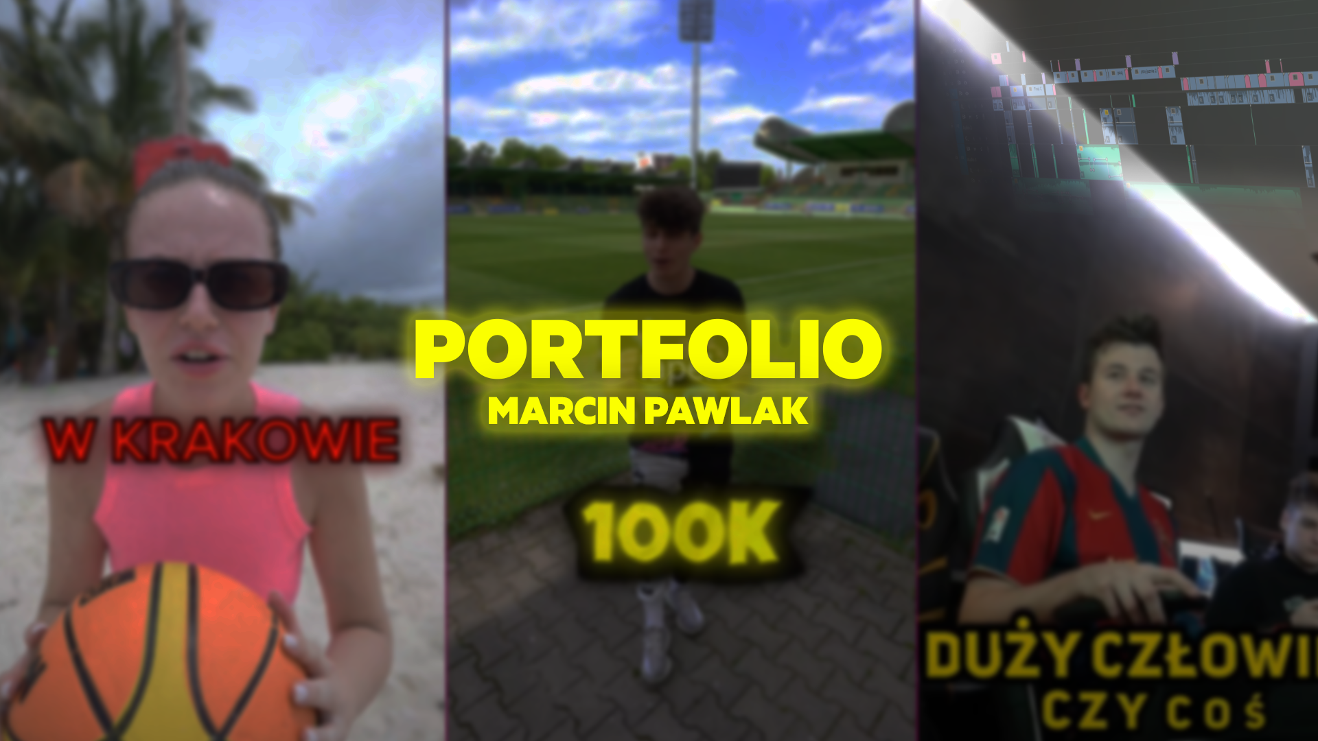 Kolaż portfolio — montaż wideo i projekty programistyczne