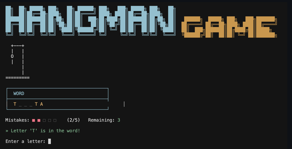 Hangman Game — ekran powitalny gry w wisielca